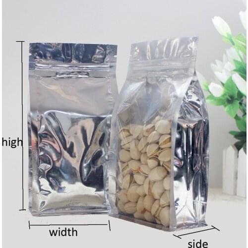 Box Easter 50pcs In/ 6sizes Clear/silver Aluminium Foil Zipper Lock Bag Stand Up Resealable Food Packaging Retail Package