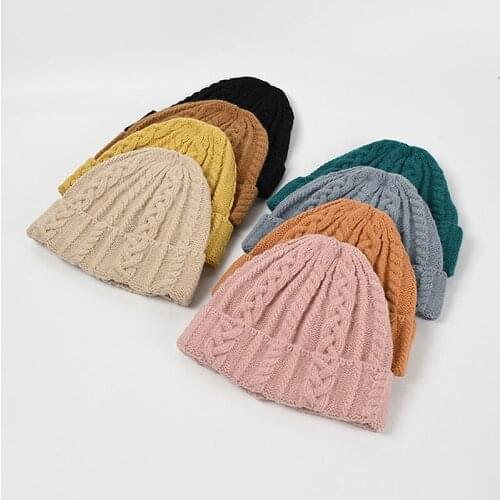 Hats For Women Autumn Winter Hats Unisex Solid Color Acrylic Warm Twist Yarn Men Adult Cap Female Cover Head Cap Beanie Hats