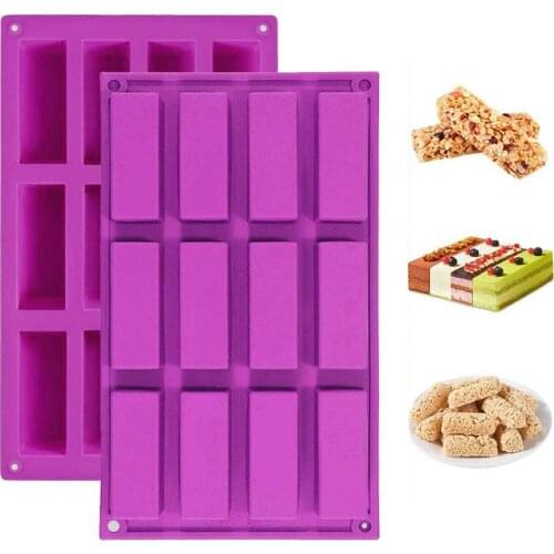 12 Cavity Silicone Mold Rectangle Non-stick DIY Chocolate Bars Molds Baking Tools For Bread Loaf Muffin Soap Making Ice Mould