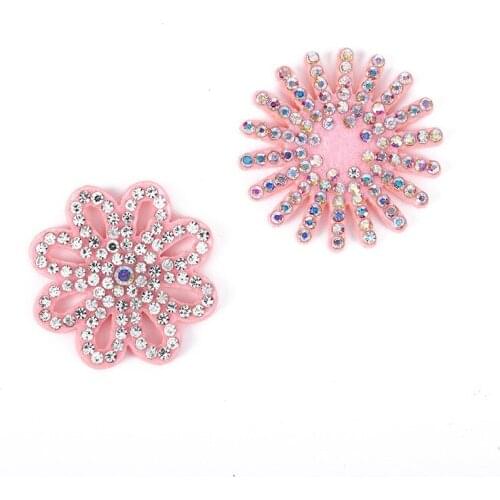 Rhinestone Flower Applique Sew On Flower Badge Hat Decoration 5Pcs Beaded Patches For Clothing Handmade Strass Stickers