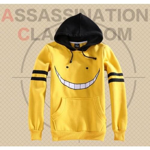 1pcs Yellow Anime Assassination Classroom Korosensei Hoodie Sweatshirt Jacket Cosplay Costumes Coats Collection for Men Boy