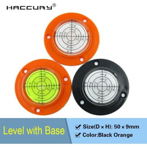 HACCURY 2020 New Product Flanges Universal Circular level Plastic bubble level Black Color with Mounting Holes 50x9mm