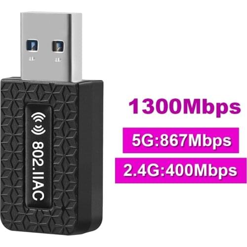 5Ghz 1300M WiFi Adapter for PC Laptop USB 3.0 Wi-fi Antenna Ethernet adapter Wi fi Dongle Long Range Network Card Wifi Receiver