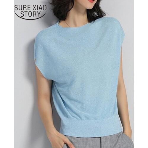 Women Tops Blouses Solid Harajuku White Shirt Clothes Korean Fashion Clothing Summer New Ladies Tops O-Neck Womens Clothing 2768