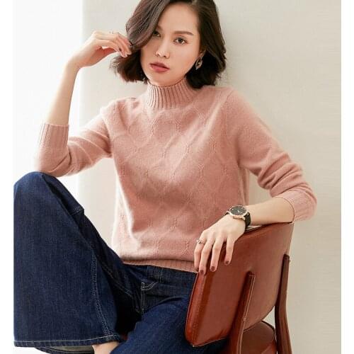 Adishree 2021 woman winter 100% Cashmere sweaters autumn knitted Pullovers High Quality Warm Female thickening Turtleneck