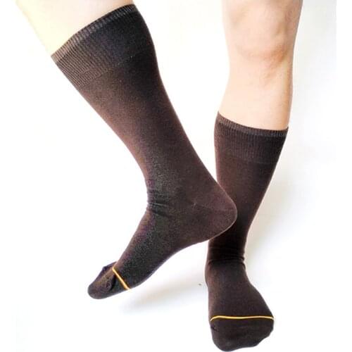 Winter Cotton Formal Socks For Gentlemens With Golden Line Toe Coffee Solid Sexy Mens Socks Dress Suits Socks For Leather Shoes