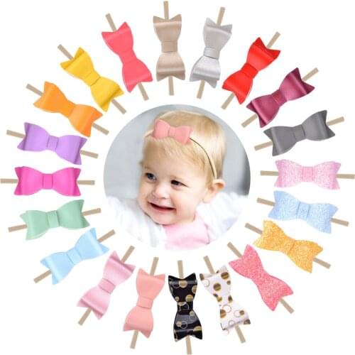 1PC Cute Glitter Bowknot Baby Headband For Girls PU Elastic Hair Bands Turban Newborn Hairbands Headwear Kids Hair Accessories