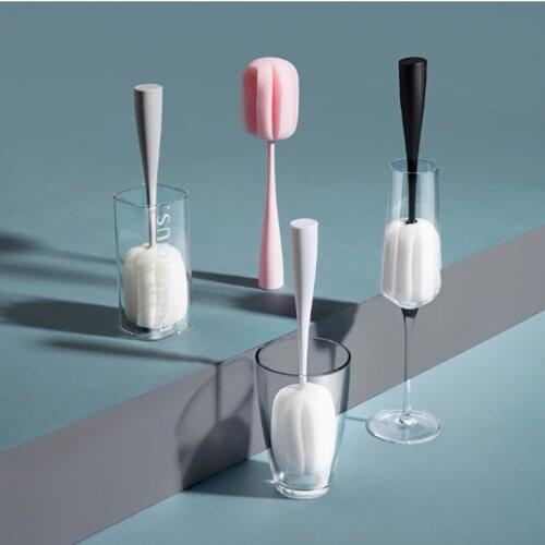 1PC Multi-function PP+Sponge Vertical Sponge Cup Brush Cleaning Glass Tea Bottle Sponge Brush For Home Kitchen Cleaning Brush