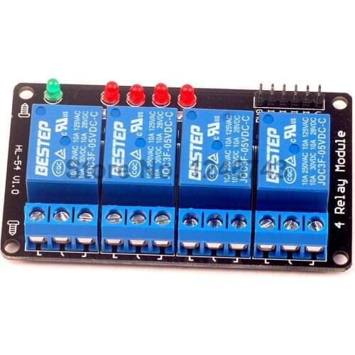 20pcs Black 4 Channel Relay Module 5V lamp Low level for SCM Household Appliance Control