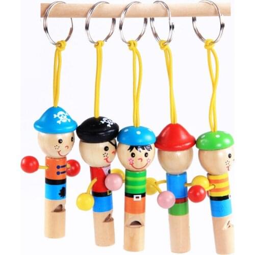 Kids Educational Mini Wooden Pirate Whistle 4pcs set Cute Pirate Cartoon Whistle Children Whistling Musical Wood Toys Baby Gift