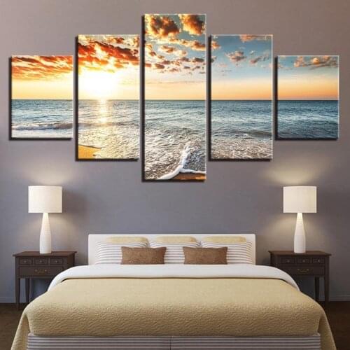 5 Pieces Home Decor Canvas Painting Wall Artwork Print Pictures Seascape Modular Modern Poster For Living Room Framework