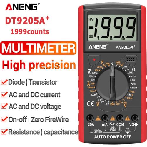 ANENG DT9205A+ Digital Multimeter AC/DC Profesional Transistor Tester Electrical NCV Test Meter Analog Auto Range Multimetro