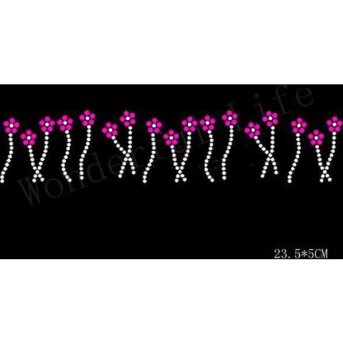 Free shipping nice small flowers strips dot for clothing Hotfix Rhiestone Transfer Design Iron on