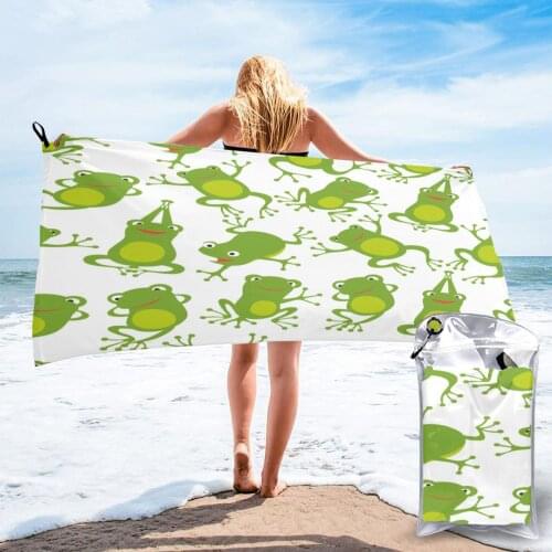 Quick Drying Pocket Towel Cartoon Cute Frogs Portable Water Absorbent Towel No Pilling Sports Bath Towel