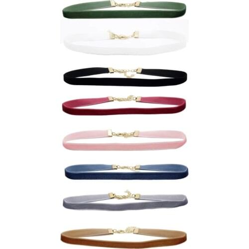 8Pcs/Set Black Velvet Choker Necklace For Women Colorful Chocker Necklaces Pink Chocker Clavicle Accessories