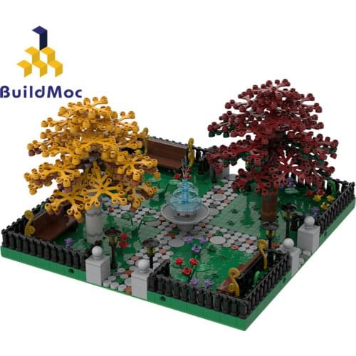 Friends Vintage maple leaf Park Series Modular Park #2/4 sides connection Building Blocks Bricks Playgame Girl Toys