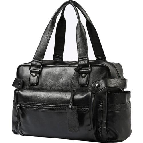 Classic horizontal mens single-handle shoulder bag, large-capacity travel bag, trendy casual fashion mens large shoulder bag