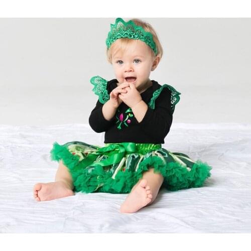Ice Anna Costume Baby Girls Outfit Bebe Kids Lace Romper Tutu Jumpsuit Overall Children Baby Infant Clothing 3PCS Green C015