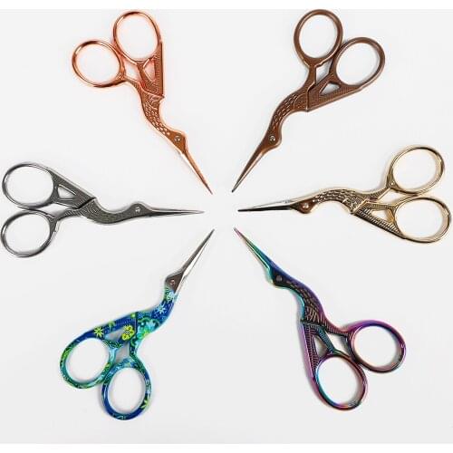 Hot 1pcs Colorful Stainless Steel Antique Scissors European Classic Craft Sewing Handicraft Scissor DIY Jewelry Tools