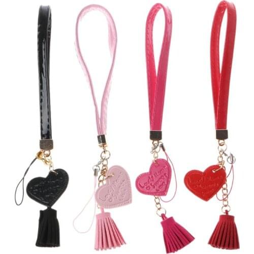 Love Heart Tassel Hand Wrist Lanyard Strap String for Phone 7 8 X 6 Camera USB Flash Drives Keychains