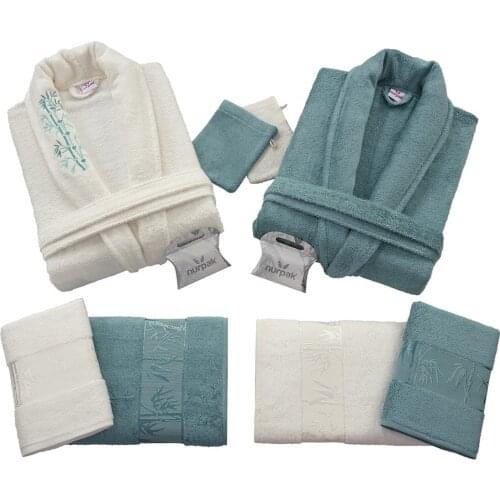 10 Pieces Family Bathrobe Set Blue Cream Color High Quality Mens bathrobe men family set color blue cream sets