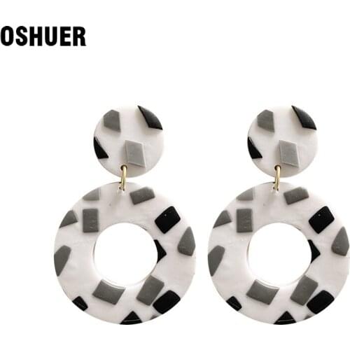OSHUER Fashion Multi-type Irregular Acrylic Drop Earrings Colorful Graffiti Simulated Polymer Clay Geometric Earrings Gift