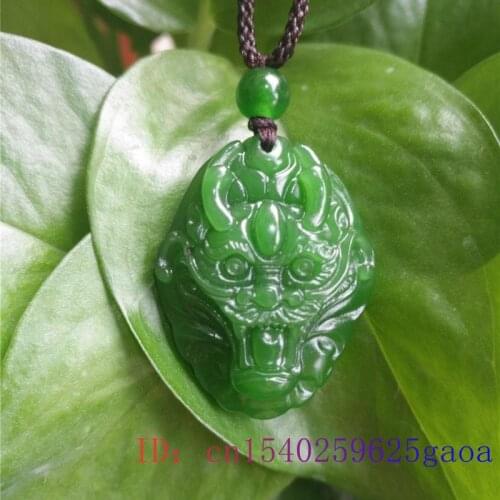 Natural Jade Dragon Pendant Necklace Hand Women Green Chinese for Charm Jewelry Amulet Men Carved Jadeite Gifts Fashion