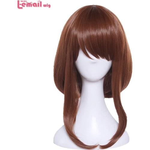 L-email wig MHA Ochako Uraraka Cosplay Wigs BNHA Cosplay Brown Short Heat Resistant Synthetic Hair Halloween Cosplay Wig