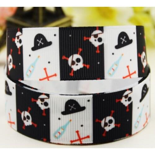 22mm 25mm 38mm 75mm pirate Cartoon printed Grosgrain Ribbon party decoration 10 Yards X-03312