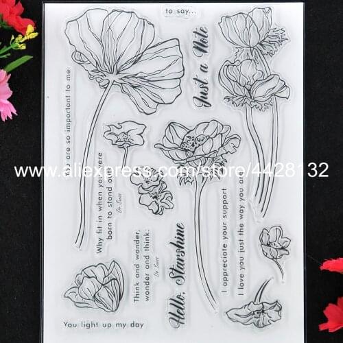 Flowers Hello Starshine Just a Note You light up my day Scrapbook photo cards rubber stamp clear stamp transparent stamp 9061824