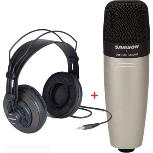 SAMSON C01 and SR950 Condenser Microphone and Monitor Headphones for recording vocals and studio Monitoring