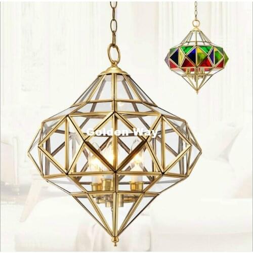 Balcony Antique Glass Pendant American Pendant Light Deco D38cm H38cm Euro Stairway Corridor Home Garden Bronze Carnival Pendant
