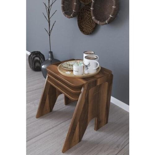 TRİO ZİGON COFFEE TABLE-WALNUT MADE IN TURKİYE