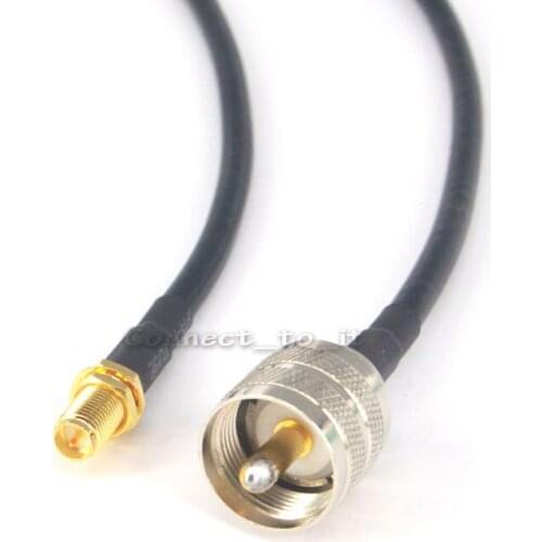 UHF PL259 Male Plug to RP SMA Jack Male Pin Connector Coaxial Cable RF Extension Cord 1.6FT 50CM