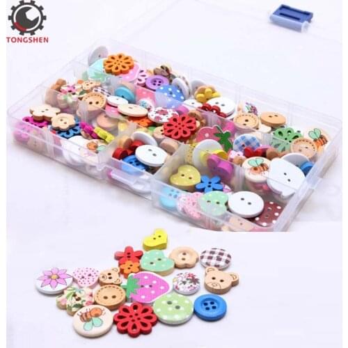 180pcs 2 Hole Mixed Wood Buttons flowers Round Sewing Craft Type Wood Floral Buttons Sewing Clothing Accessories for DIY Handma