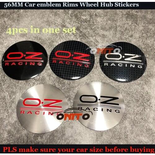 4pcs 56mm Modified Design Racing Badge Emblem Stickers 56mm Car Wheel Hub Center Stickers Car Wheel Caps Logo Decals Label