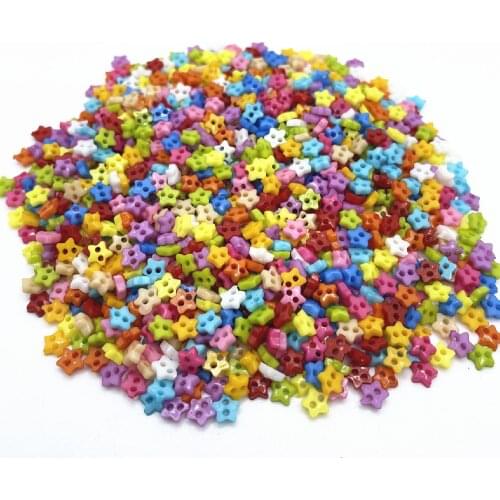 100pcs/lot Mixed 6mm Mini Tiny Buttons Plastic Star Shape Sewing Doll Clothes 2 Holes Button Embellishments Scrapbook