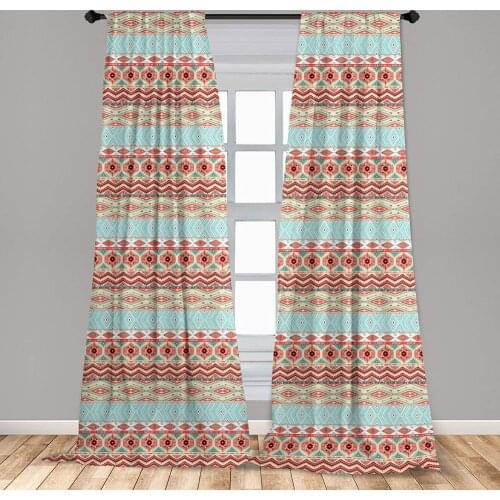 Aztec Window Curtains Culture Inspirations Ornamental Indigenous Chevron Window Drapes with Rod Pocket