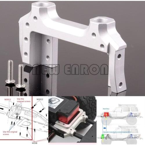 AX31392 Silver Aluminum Front Servo Relocation & Bumper Mount for RC Crawler CAR Axial Racing SCX10 II 90046 90047 Upgrade Parts