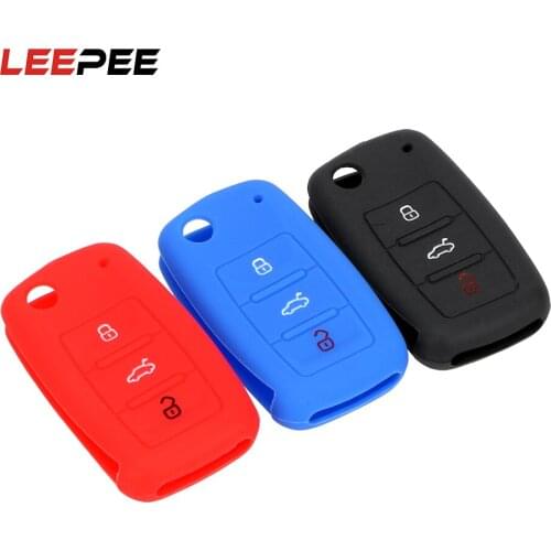 LEEPEE Car Key Case Shell For Volkswagen VW Jetta Golf Passat Beetle Polo Bora Key Bag Cover Protector Flip Folding 3 Buttons