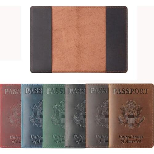 30 Pcs American Genuine Leather Passport Case Cover Retro Business Card Holder Credit Card ID Holders Gift for Him Wholesale K1