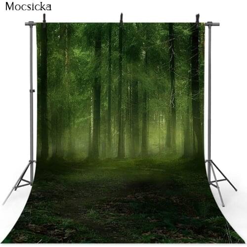 Deep Jungle Forest Backdrop for Photography Safari Woodland Theme Decoration Supplies Dark Road Newborn Kids Birthday Portrait