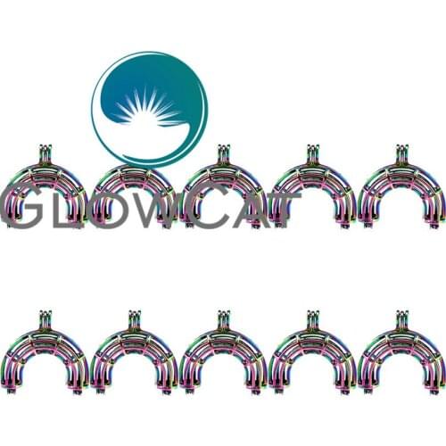 GLOWCAT 10x C406 Multicolor Rainbow Beads Cage Jewelry Making Essential Oil Diffuser Stone Pearl Cage Locket Pendant