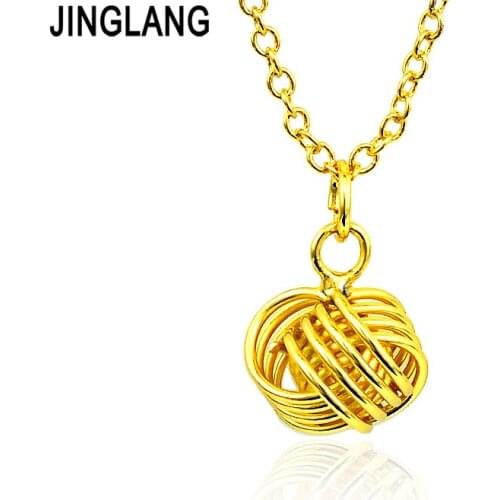 JINGLANG Fashion Pendants Necklace 2 Color Link Chain Metal Wool Ball Charms Necklace For Women/Men Jewelry Gifts