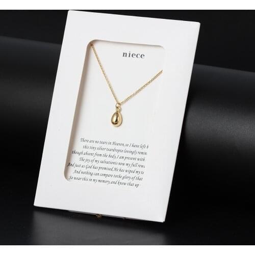 Wish Card 1pc Cute Tear Shape Charm Link Chain Necklace Gold Color Silver Color Jewelry Family Gift With Envelope for Niece CN88