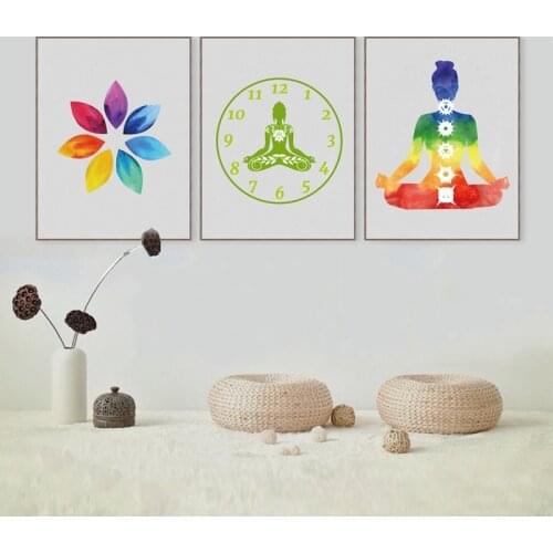 Canvas Painting Colorful Lotus Yoga Wall Art Print Poster Color Chakra Yoga Om Meditation Picture Home Decor Room Decoration