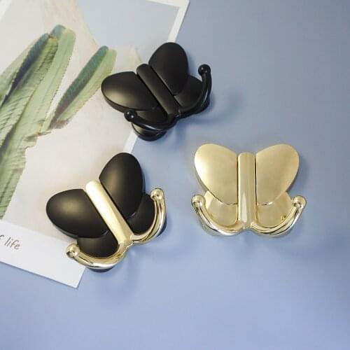 Zinc Alloy Butterfly Hooks for Hanging Coat Keys Bags Gold Hangers for Clothes Wall Mounted Robe Hook Decorative Hook on wall