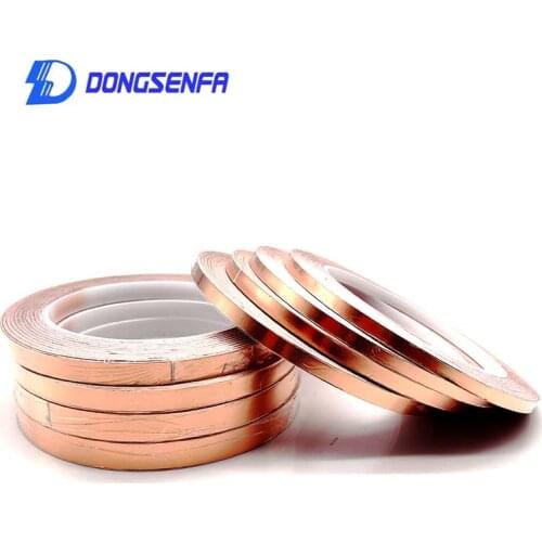 DONGSENFA 20 Meters Single Side Conductive Copper Foil Tape Strip Adhesive EMI Shielding Heat Resist Tape 5mm 6mm 8mm 10mm