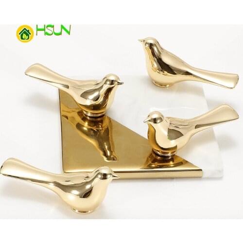 Furniture Cabinet Door Handle Drawer Cupboard Wardrobe Kitchen Pull Knob Gold Pink Yellow Blue Bird Decoration Wall Hanging Hook