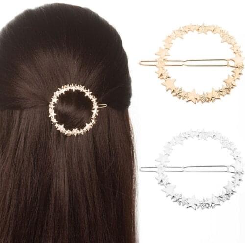 Fashion Hollow Metal Hairpin Geometry Star Ring Hair Clip Women Girls Hair Pin Jewelry Hair Accessories